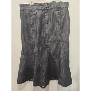 Liz And Me Signature Black Denim Mid Length Skirt‎ Plus Size 18W